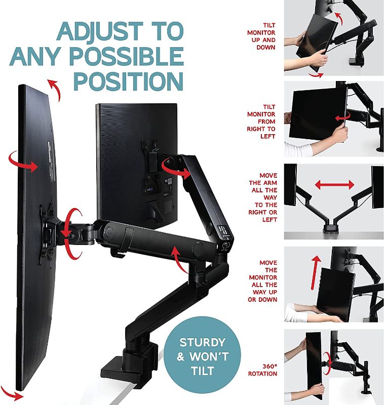 Photo 3 of Dual Monitor Stand, Dual Monitor Arm, Dual Monitor Mount VESA Mount, up to 32 inch Monitor Desk Montaje, Monitor Arms & Monitor Stands for 2 Monitors FLYTE Monitor Arm