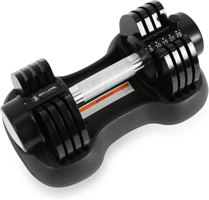 Photo 1 of Adjustable Dumbbell 25lbs Single,5Billion Fitess Dail Weight Dumbbell for Home Gym,5lb Increment,Easy Fast Adjustment&Space Saving,No Smell,Tray Included
