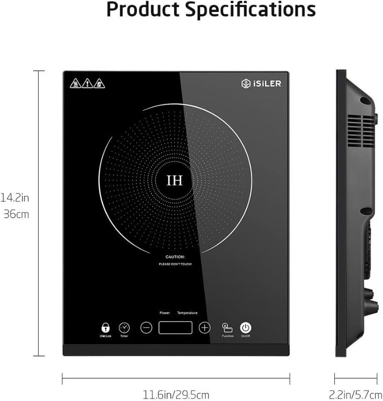 Photo 2 of  Portable Induction Cooktop, iSiLER 1800W Sensor Touch Electric Induction Cooker Cooktop with Kids Safety Lock, 18 Power 17 Temperature Setting Countertop Burner with Timer
