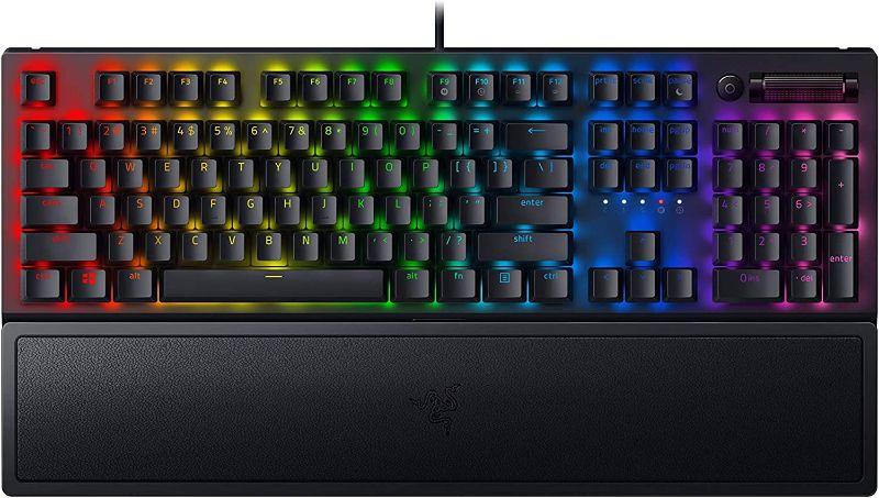 Photo 1 of Razer BlackWidow V3 Mechanical Gaming Keyboard: Green Mechanical Switches - Tactile & Clicky - Chroma RGB Lighting - Compact Form Factor - Programmable Macro Functionality, Classic Black ------- OUT OF THE BOX NEW