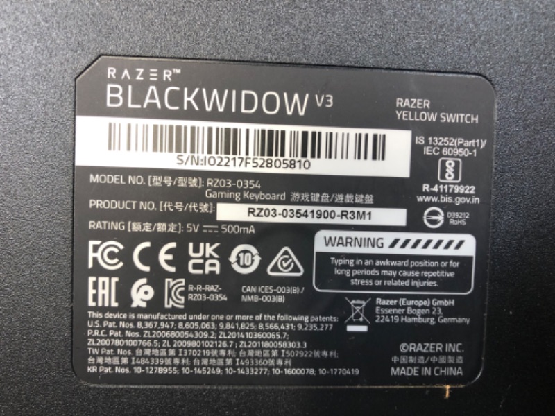 Photo 1 of Razer BlackWidow V3 Mechanical Gaming Keyboard: Green Mechanical Switches - Tactile & Clicky - Chroma RGB Lighting - Compact Form Factor - Programmable Macro Functionality, Classic Black ------- OUT OF THE BOX NEW