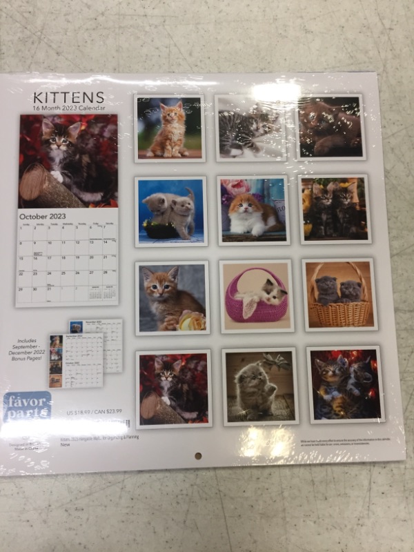 Photo 3 of Kittens 2023 Hangable Wall Calendar - 12" x 24" Open - Cute Kitty Cat Photo Gift - Sturdy Thick Beautiful Kitten Photography - Large Full Page 16 Months for Organizing & Planning - Includes 2022 (PACK OF 2)