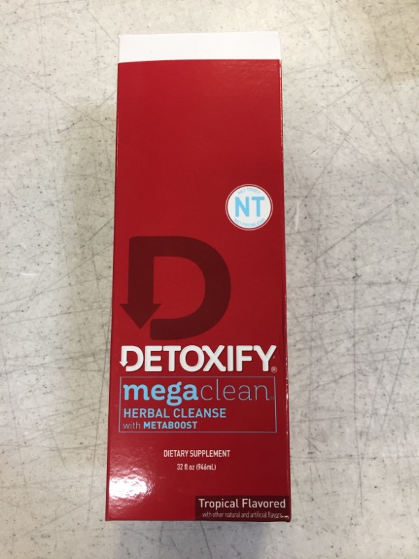 Photo 1 of Detoxify – Mega Clean NT Herbal Cleanse – Tropical – 32 oz – Professionally Formulated Herbal Detox Drink – Enhanced with MetaBoost Eliminating Need for PreCleanse – Plus Sticker  EXP 09/17/23