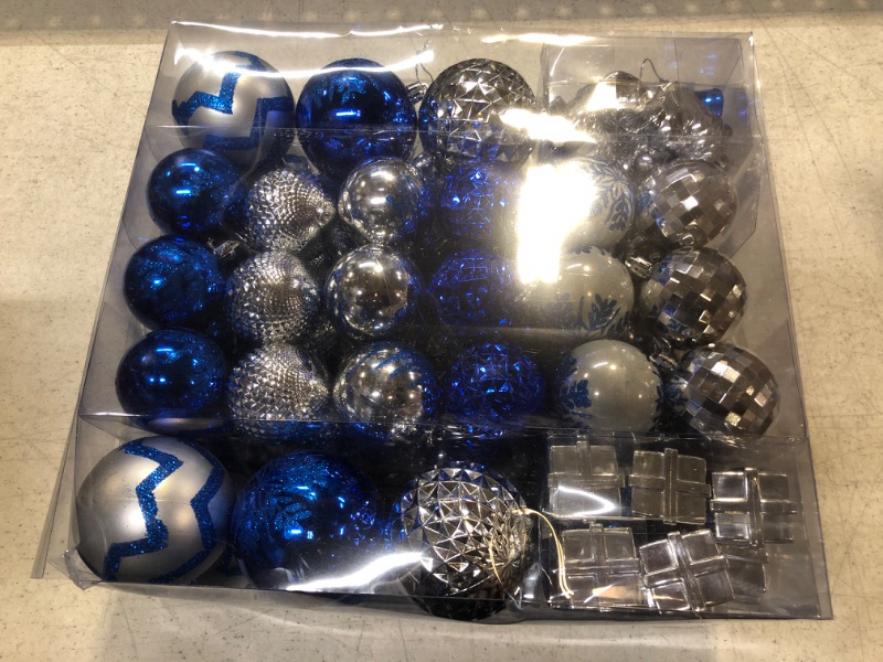 Photo 2 of 116Pcs Blue and Silver Christmas Ball Ornaments, Shatterproof Christmas Hanging Decoration Set with Gift Box, Assorted Decorative Baubles Set for Xmas...
