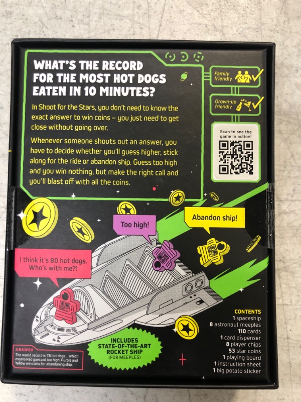 Photo 3 of Big Potato Shoot for The Stars — The Rocket-Powered Trivia Game for Adults and Family — Board Games for Teens, Kids and Aliens Alike -FACTORY SEALED