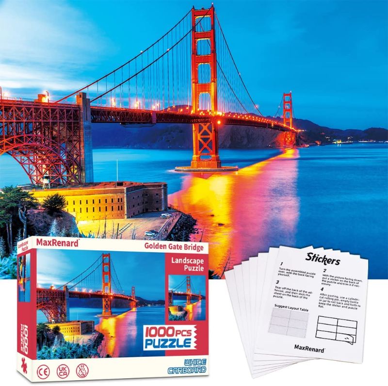 Photo 1 of BUSCBEAR Famous Landscape Puzzle 1000 Pieces for Adults Jigsaw Puzzles Golden Gate Bridge
