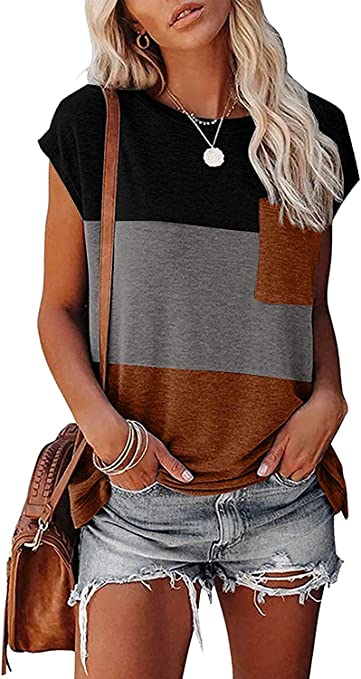 Photo 1 of Goranbon Women's Cap Sleeve T Shirts Summer Casual Loose Fit Tshirts Blouse Tops
SIZE MED