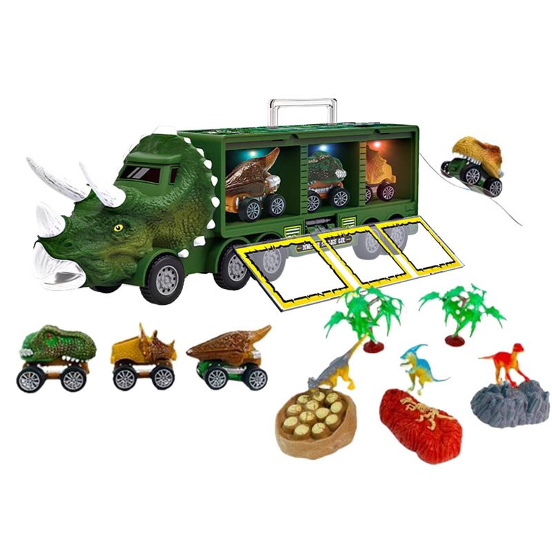 Photo 1 of Hesxuno Dinosaur Truck Toys For Boys Gift Dinosaurs Truck Storage Car Toy Pull Back Toy Kids for Birthday Gifts
