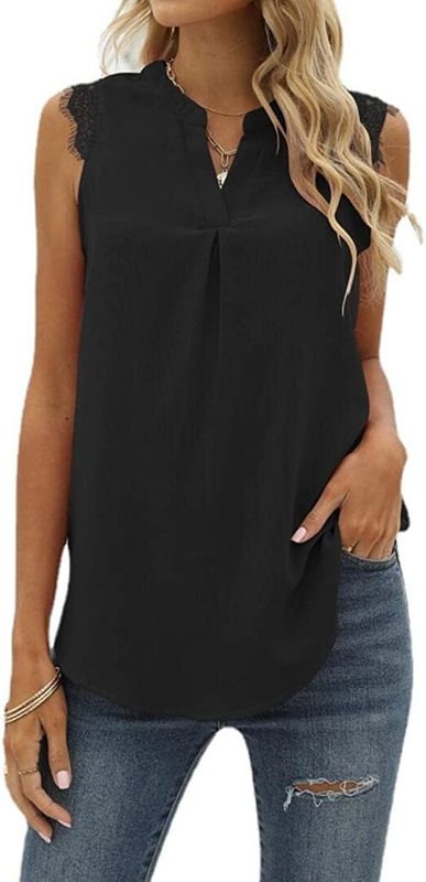 Photo 1 of Euaoxnc Womens Tank Tops V Neck Sleeveless Summer Shirts Loose Casual Lace Work Office Top Blouse
