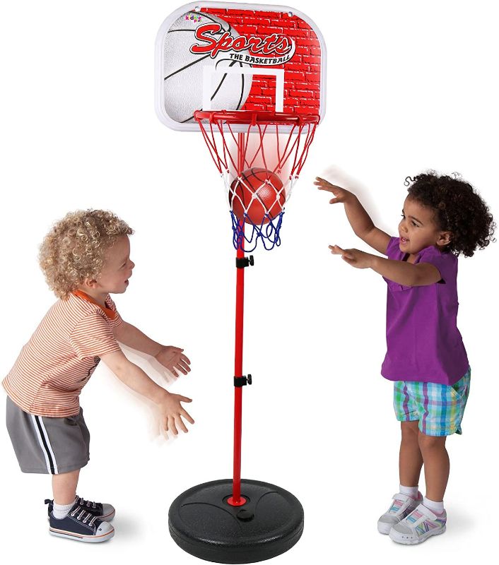 Photo 1 of Kiddie Play Toddler Basketball Hoop Toy Set Adjustable Height Stand Up to 4 ft Indoor & Outdoor Play
