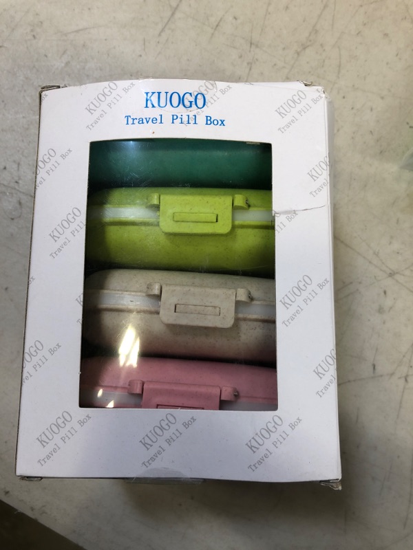 Photo 1 of 4 Pack Daily Pill Case Organizer, 8 Compartment Pill Box Drug Medicine Case, Waterproof Pill Supplement Case, Portable Travel Pocket Container Compact for Vitamin, Cod Liver Oil, Pink+Blue+Green+Khaki
