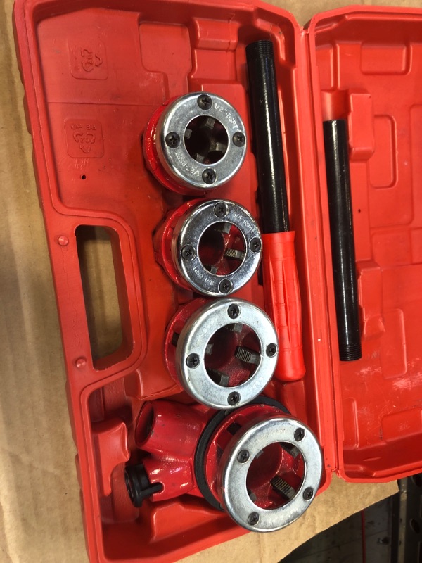 Photo 1 of Manual Pipe Threader Tool Kit w/ 4 Dies Set + Ratchet Handle + Case 4 Dies Pipe Threading Kits 1/2" 3/4" 1" 1-1/4"