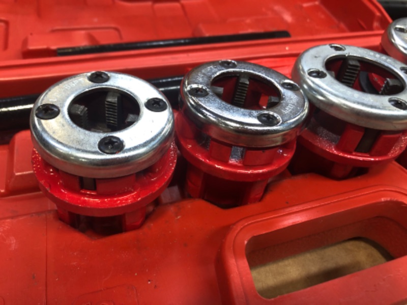 Photo 1 of Manual Pipe Threader Tool Kit w/ 4 Dies Set + Ratchet Handle + Case 4 Dies Pipe Threading Kits 1/2" 3/4" 1" 1-1/4"