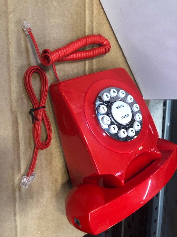 Photo 2 of YOUEON Retro Rotary Landline Phone, Classic Red Rotary Phone, Old Fashioned Rotary Dial Telephone, Vintage Home Telephone with Classic Bell Push Button for Home, Office, Hotel, Bar