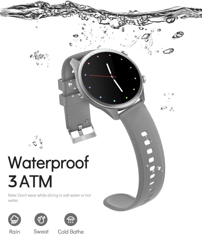 Photo 2 of Deeprio Smart Watch 1.2" AMOLED Always-on Display 3ATM Waterproof for Android Phones and iPhone Compatible Samsung Men Women Heart Rate Blood Oxygen Monitor Smartwatch Fitness Tracker Grey
