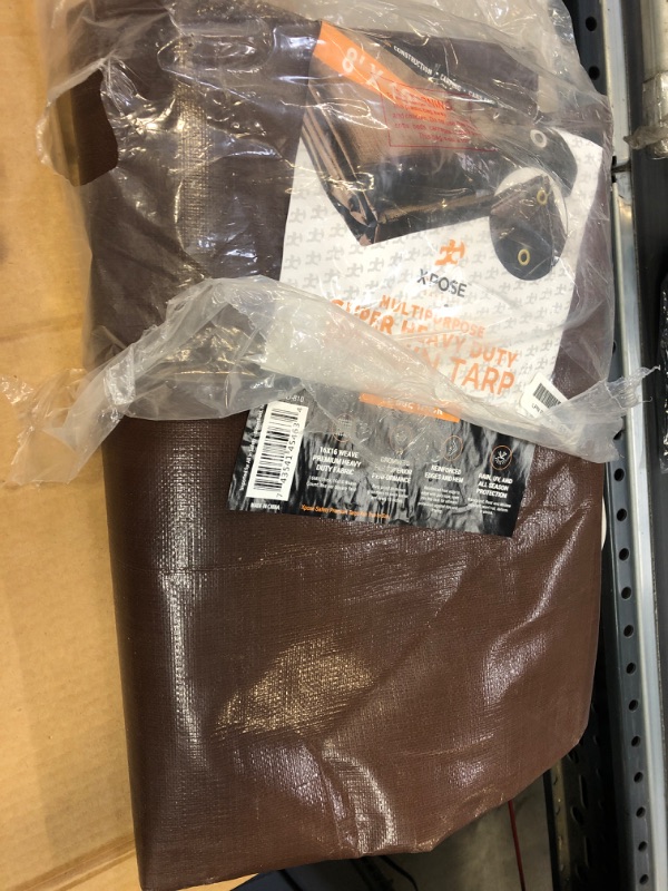 Photo 2 of 8' x 10' Super Heavy Duty 16 Mil Brown Poly Tarp Cover - Thick Waterproof, UV Resistant, Rip and Tear Proof Tarpaulin with Grommets and Reinforced Edges - by Xpose Safety