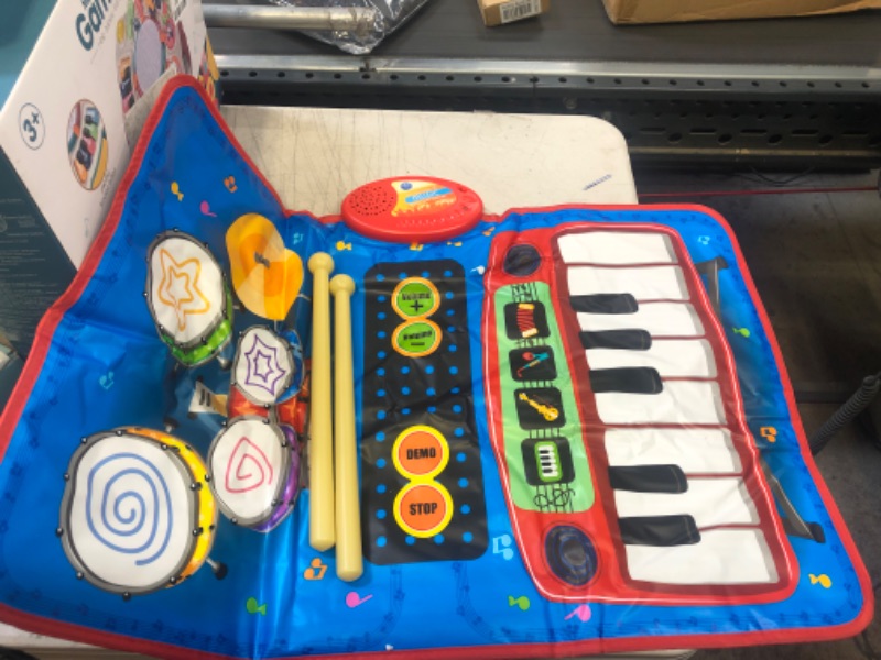 Photo 2 of Baby 2 in 1 Musical Mats-Piano Keyboard & Drum for Toddlers-Early Education Portable Touch Musical Play mat-Learning Toys Gifts for 1 2 3 4 5+ Ages Baby Girls Boys Toddler?27.2“ x 17.5“?