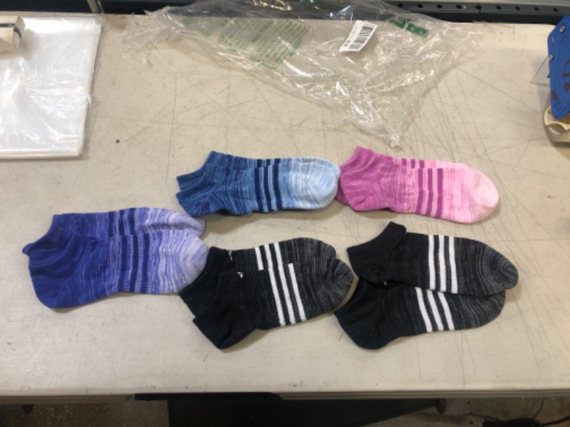 Photo 2 of adidas womens Superlite No Show Socks (6-pair) - 2020 Medium Black/White/Victory Blue