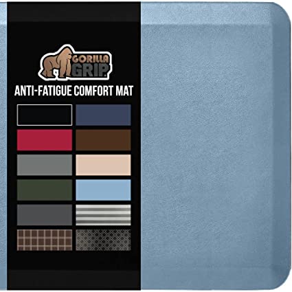 Photo 1 of Gorilla Grip Anti Fatigue Cushioned Kitchen Floor Mats, Thick Ergonomic Standing Office Desk Mat, Waterproof Scratch Resistant Pebbled Topside, Supportive Comfort Padded Foam Rugs, 48x20 Sky Blue
