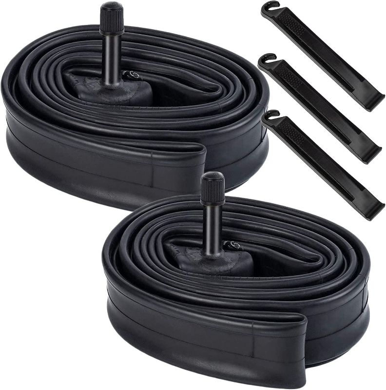 Photo 2 of 2-Pack 26" Bike Tubes 26 x 1.75/2.125 AV32mm Valve Compatible with 26x1.75 26 x 1.90 26 x 1.95 26 x 2.0 26 x 2.10 26x2.125 Bike Tire Tubes
