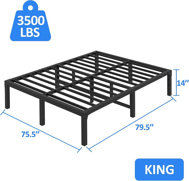 Photo 1 of  King Bed Frame, 14 Inch Heavy Duty Metal Platform Bed Frame King Size 