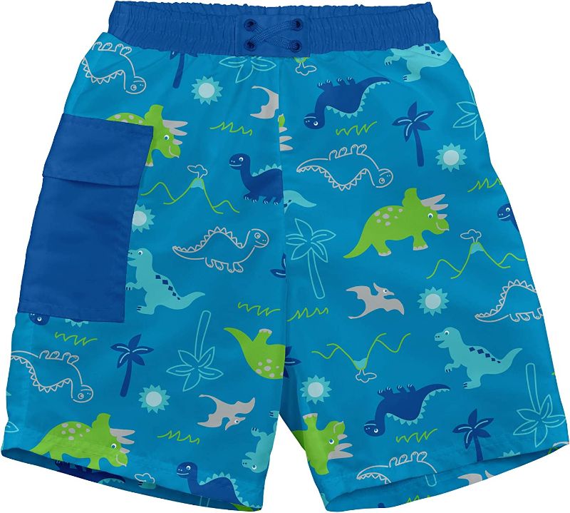 Photo 1 of i play. by green sprouts baby-boys Trunks with Built-in Reusable Swim Diaper,Aqua Dinosaurs,6mo
