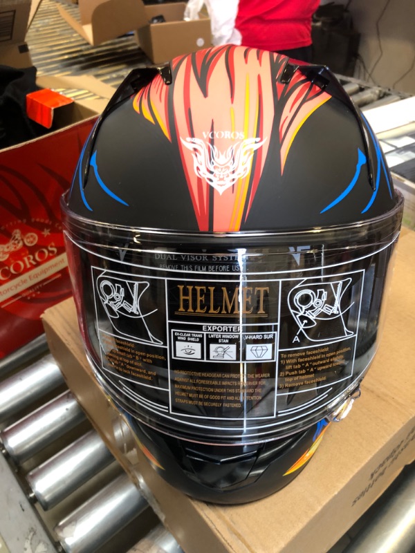 Photo 4 of VCOROS X9 Full Face Motorcycle Helmet with Inner Sun Visor and Bluetooth Space DOT Approved Motorbike Casco Moto Street Bike Racing Helmet Monster Clown Large