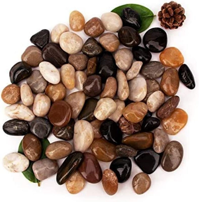 Photo 1 of [18 Pounds] Aquarium Gravel River Rock, Natural Polished Decorative Gravel,Garden Outdoor Ornamental River Pebbles Rocks, Polished Gravel, Mixed Color Stones,for Landscaping, Vase Fillers (20)
