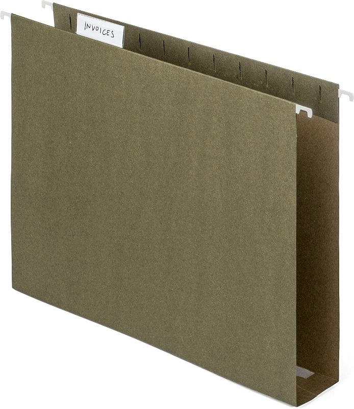 Photo 1 of Blue Summit Supplies Extra Capacity Hanging File Folders, 25 Reinforced Hang Folders, Heavy Duty 2 Inch Expansion, Designed for Bulky Files and Charts, Letter Size, Standard Green, 25 Pack
