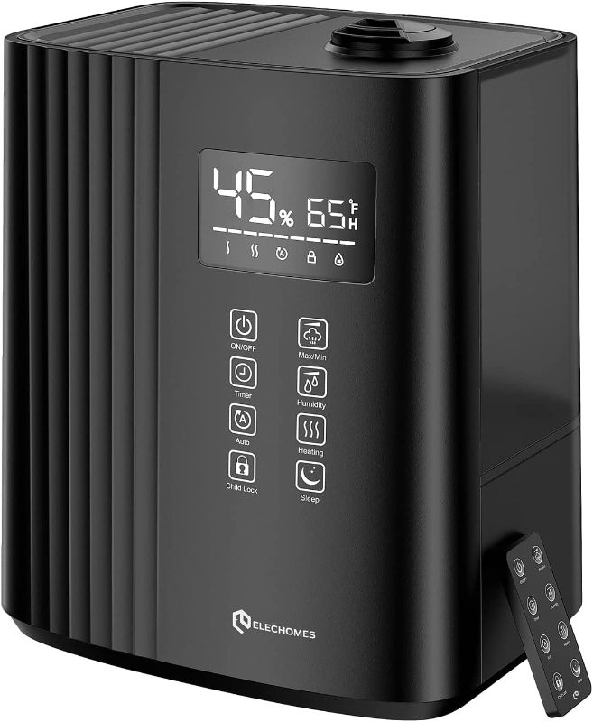 Photo 1 of Elechomes SH8830 Humidifier, 6.5L(1.72Gal) Top Fill Warm and Cool Mist Humidifiers for Bedroom with Remote Control, 700 ml/h Max, Auto & Sleep Mode, 360° Nozzle, Auto Shut-Off, Black

