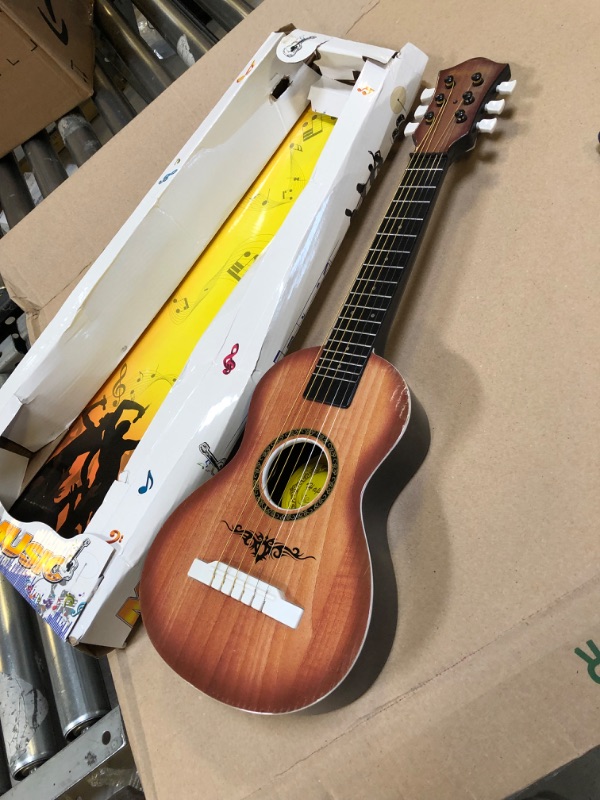 Photo 2 of Liberty Imports Happy Tune 6 String Acoustic Guitar Kids Toy - Vibrant Sounds and Realistic Strings - Beginner Practice Musical Instrument (Walnut)