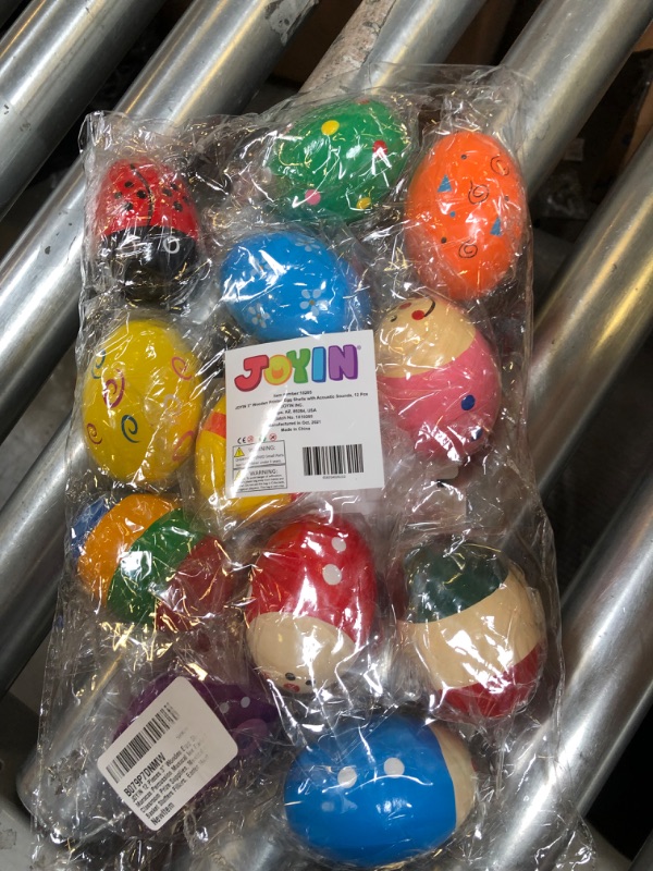 Photo 1 of JOYIN 12 Pieces 3" Wooden Egg Shakers Maracas Percussion Musical for Party Favors, Classroom Prize Supplies, Musical Instrument, Basket Stuffers Fillers, Easter Hunt