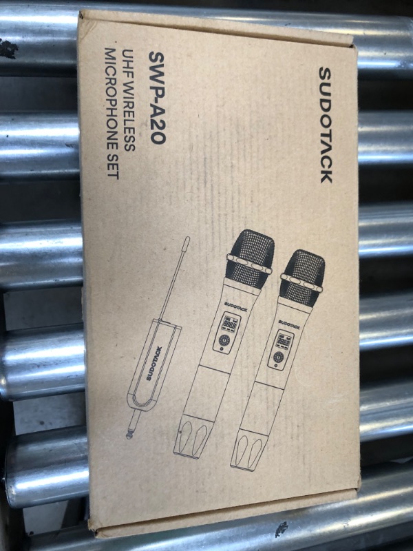 Photo 1 of SUDOTACK Wireless Microphone, [Clear Sound][Plug & Play] Metal UHF Dual Cordless Handheld Dynamic Mic with Rechargeable Receiver,1/4'' Output, for Karaoke Singing, DJ, Party, Church, 200ft(SWP-A20) Black