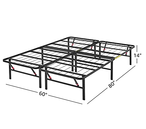Photo 3 of Amazon Basics Foldable, 14" Metal Platform Bed Frame with Tool-Free Assembly, No Box Spring Needed - Queen
