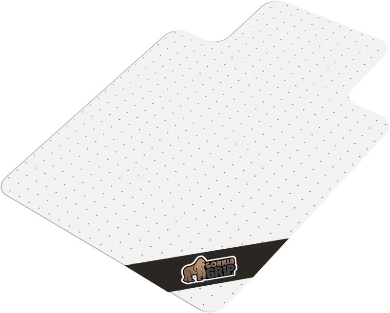 Photo 1 of Gorilla Grip Office Chair Mat for Carpet Floor, Slip Resistant Heavy Duty Under Desk Protector Carpeted Floors, No Divot Plastic Rolling Computer Mats, Smooth Glide Semi Transparent Design 48x36 Clear
