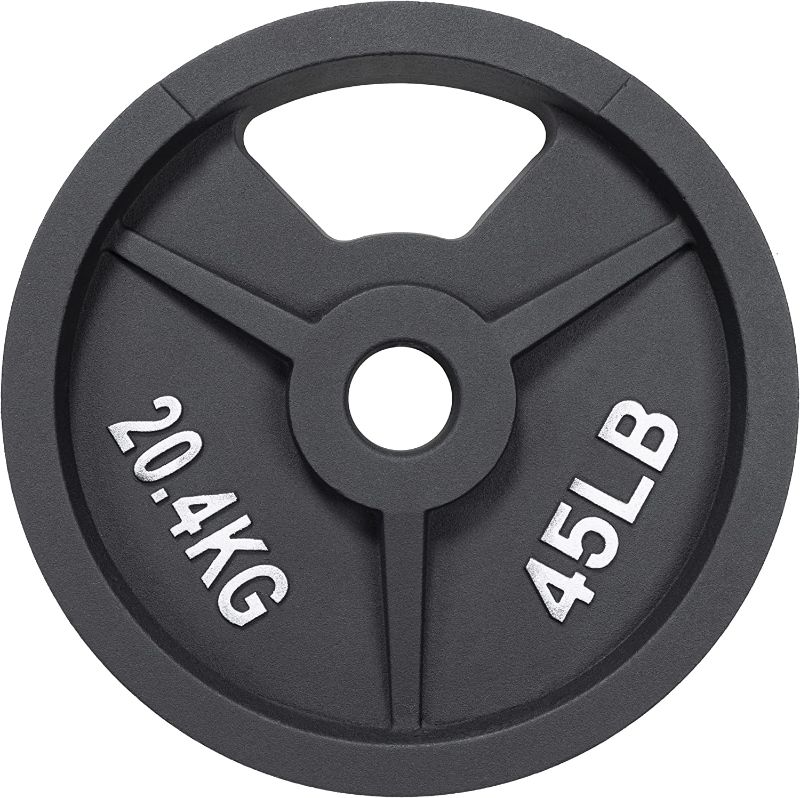 Photo 1 of BalanceFrom Cast Iron Plate Weight Plate for Strength Training and Weightlifting, Olympic or Standard
