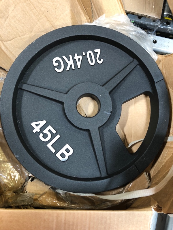 Photo 2 of BalanceFrom Cast Iron Plate Weight Plate for Strength Training and Weightlifting, Olympic or Standard
