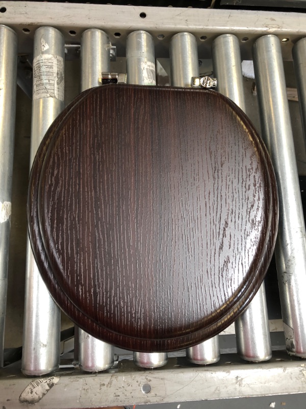 Photo 3 of Round Toilet Seat Molded Wood Toilet Seat with Zinc Alloy Hinges, Easy to Install also Easy to Clean, Anti-pinch Wooden Toilet Seat by Angol Shiold (Round, Dark Brown) Zinc alloy Dark Brown