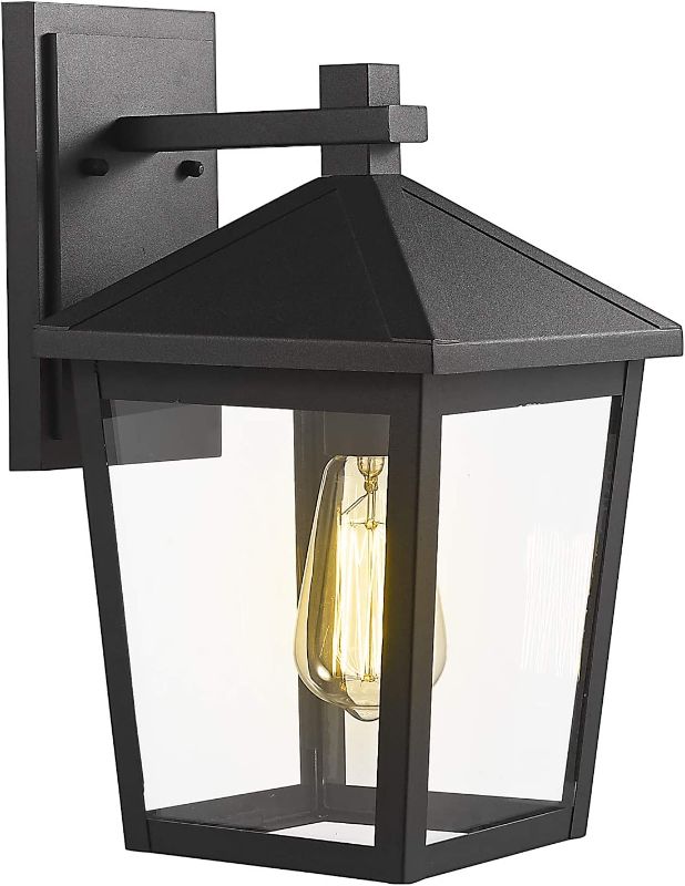 Photo 1 of zeyu Exterior Wall Light, Outdoor Wall Sconce Lantern for Porch Patio, Black Finish with Clear Glass Shade, 20076B2
