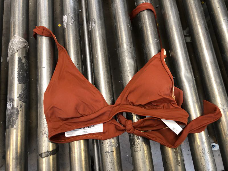 Photo 2 of Amazon Essentials Women's Light-Support Tie Halter Bikini Swimsuit Top (Available in Plus Size) Medium Brown