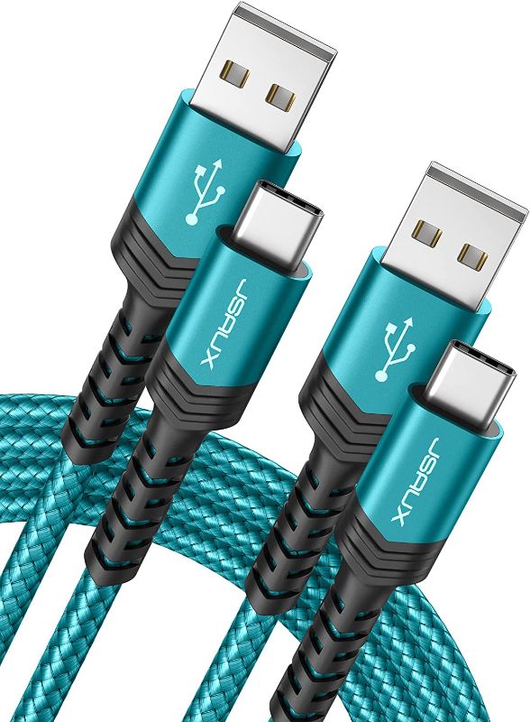 Photo 1 of USB-C to USB A Cable 3.1A Fast Charging [2-Pack 6.6ft], USB Type C Charger Cord Compatible with Samsung Galaxy S10 S9 S8 S20 Plus A51 A12 A11, Note 10 9 8, PS5 Controller USB C Charger-Green