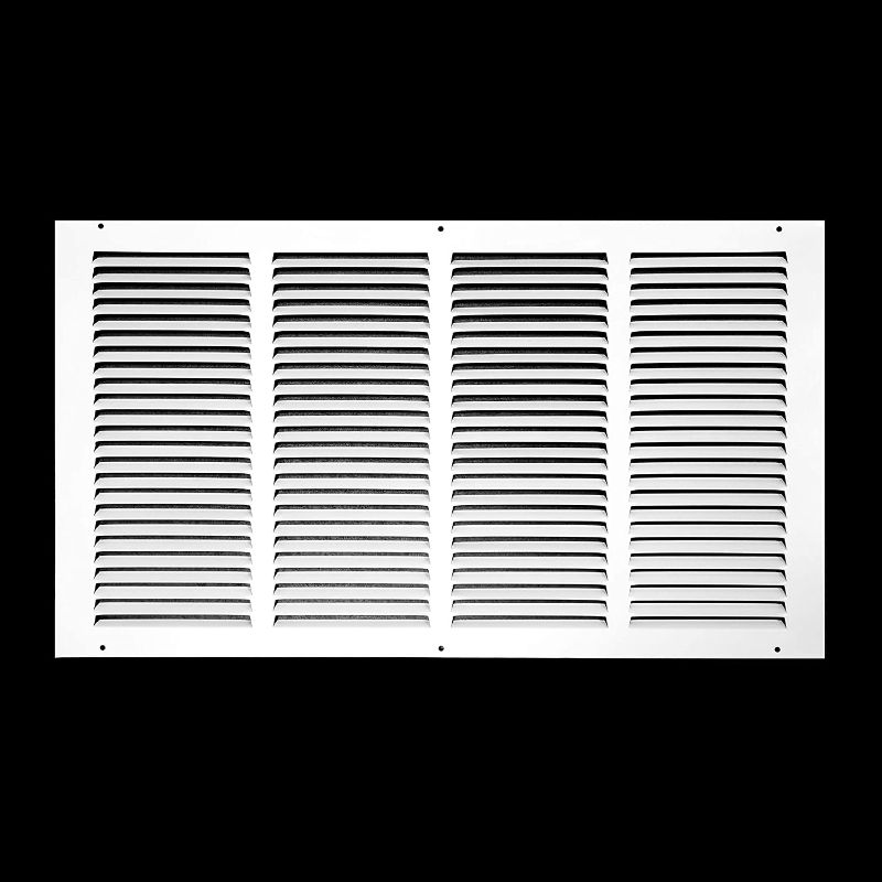 Photo 1 of  22"W x 12"H [Duct Opening Size] Steel Return Air Grille (HD Series) Vent Cover Grill for Sidewall and Ceiling, White | Outer Dimensions: 23.75"W X 13.75"H for 22x12 Duct Opening