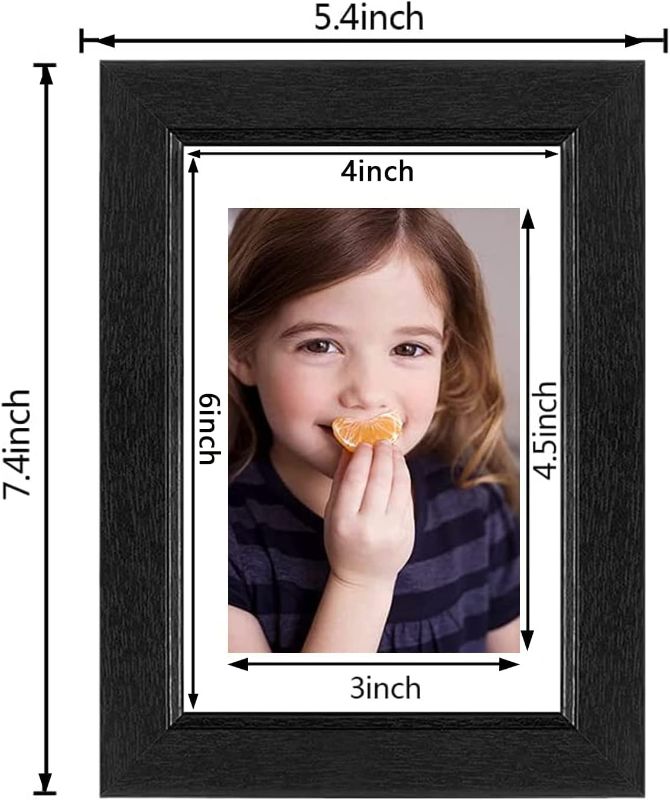 Photo 1 of 4" x 6" Picture Frame Black and White Matte