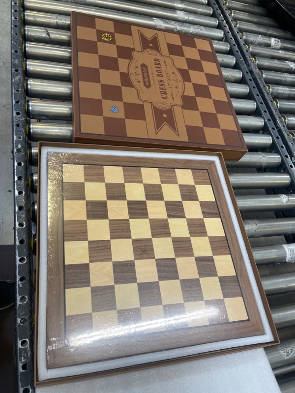 Photo 2 of AMEROUS 17 Inches Wooden Chess Board Only, Professional Tournament Chess Board Large with Gift Package - Chess Rules, Beginner Chess Board Game for Kids, Adults