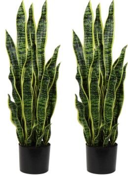 Photo 1 of 2 Set Large Fake Snake Plant 37 Inch Sansevieria Plant Artificial Snake Plants in Pots 