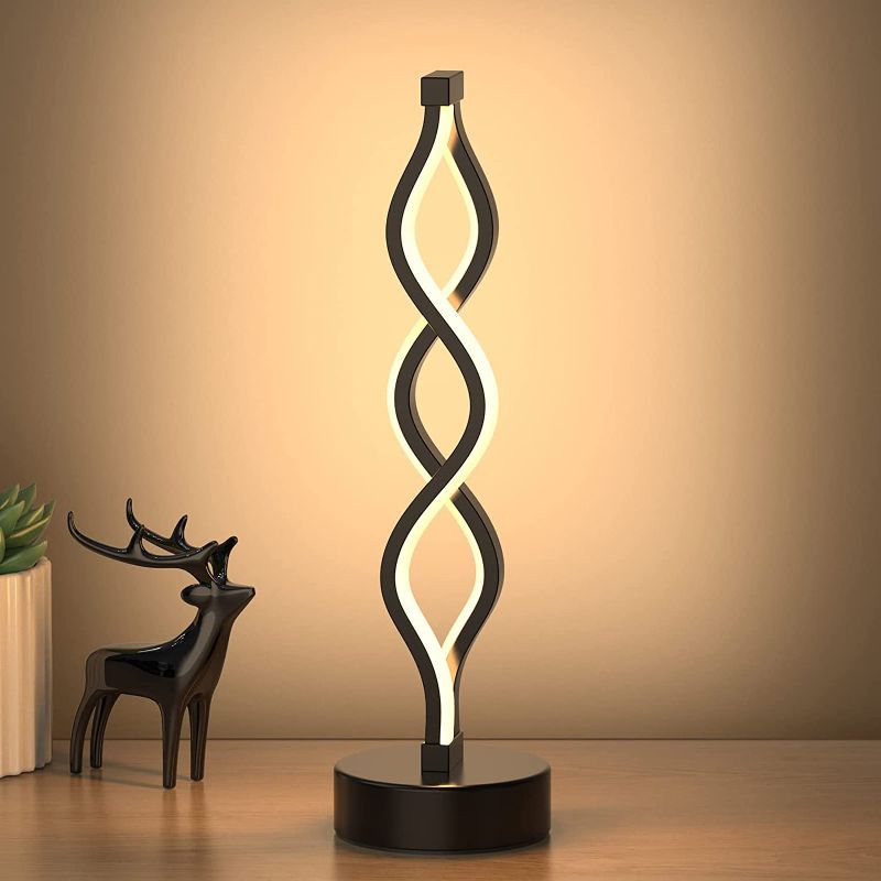 Photo 1 of NUÜR Infinity Spiral LED Table Lamp Black, Dimmable Metallic Bedside Lamp with Touch Controller, 3 Colour Temperature, 15.8 Inch Height, Decorative Lamp for Home, Living Room---2 PACK 
