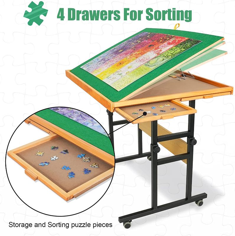 Photo 1 of ALL4JIG 1500 Piece Rotating Puzzle Board with Drawers and Cover,Portable Jigsaw Puzzle Table for Adults Portable,Lazy Susan Spinning Puzzle Boards
