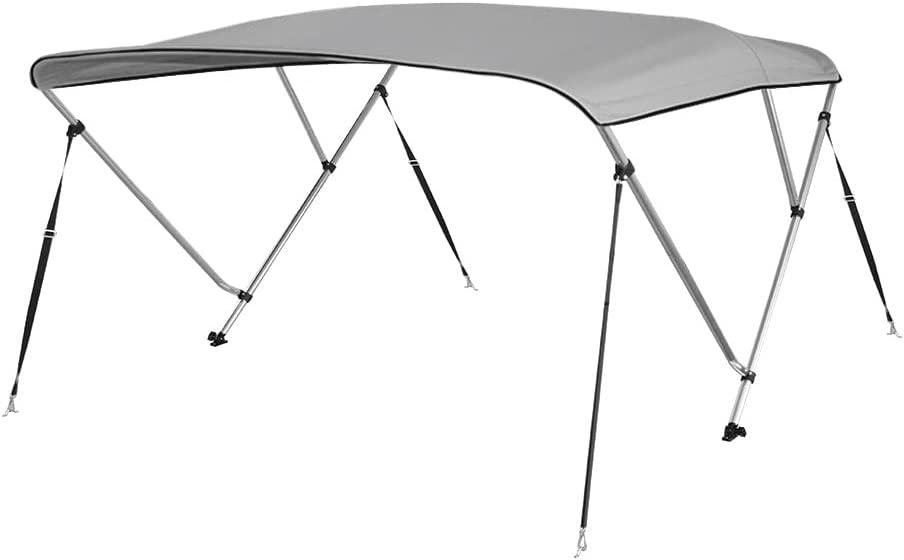 Photo 1 of 4 Seasons Bimini Tops for Boat Cover 3 Bow 6 ft. Long in Different Sizes & Colours with Frame Canvas Hardware Kit and Boot (Gray, 36" High 3 Bow...
