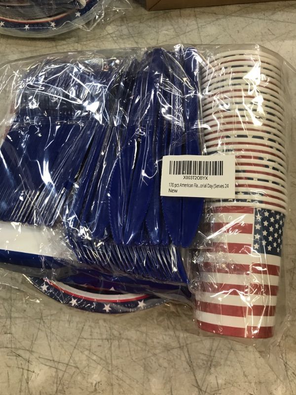 Photo 2 of 170 pcs American Flag Themed Tableware Set?Patriotic Plates and Napkins Party Supplies,-July 4th Plates Cup Napkin Tablecloth,for 4th of July Celebration,Patriotic Party Decoration,Memorial Day (Serves 24? https://a.co/d/5DmC08p