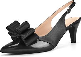 Photo 1 of Coutgo Womens Bow Knot Pointed Toe Pumps Slingback Kitten Heel Sandals Patchwork Slip On Shoes - Black - Sz 8
